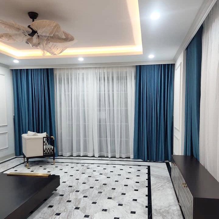 rèm cửa đẹp màu xanh