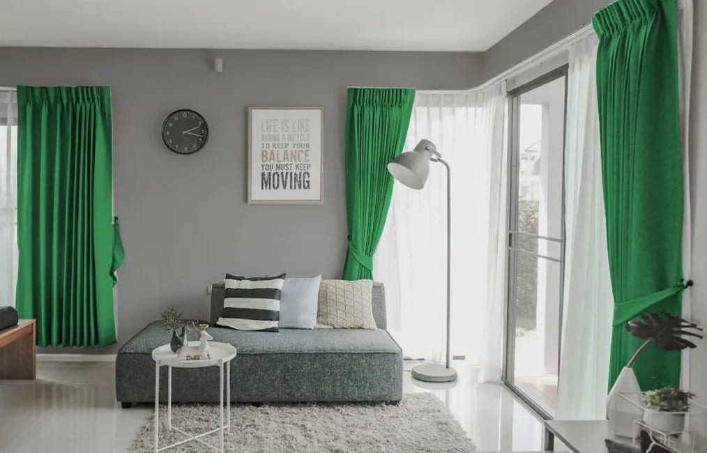 rèm cửa đẹp màu xanh