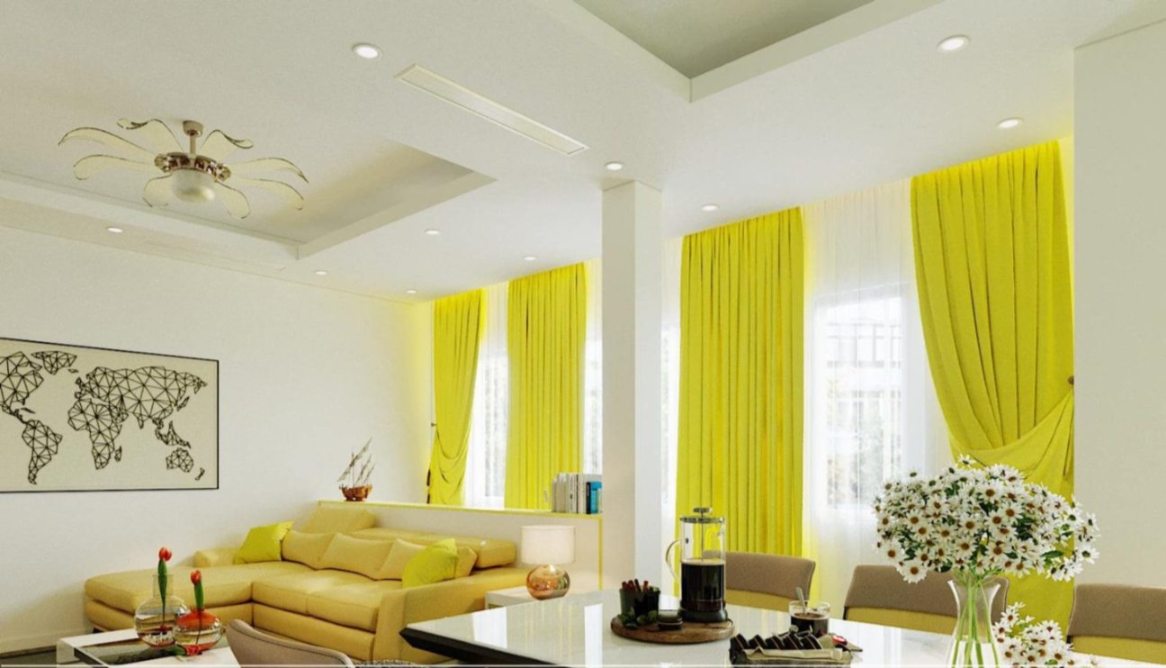 rèm màu vàng chanh