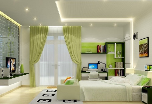 15+ mẫu rèm màu xanh lá cây tươi mới không gian sống 13 Rèm màu xanh lá cây phòng khách