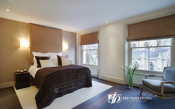 Mẫu rèm Roman phòng ngủ phong cách hiện đại