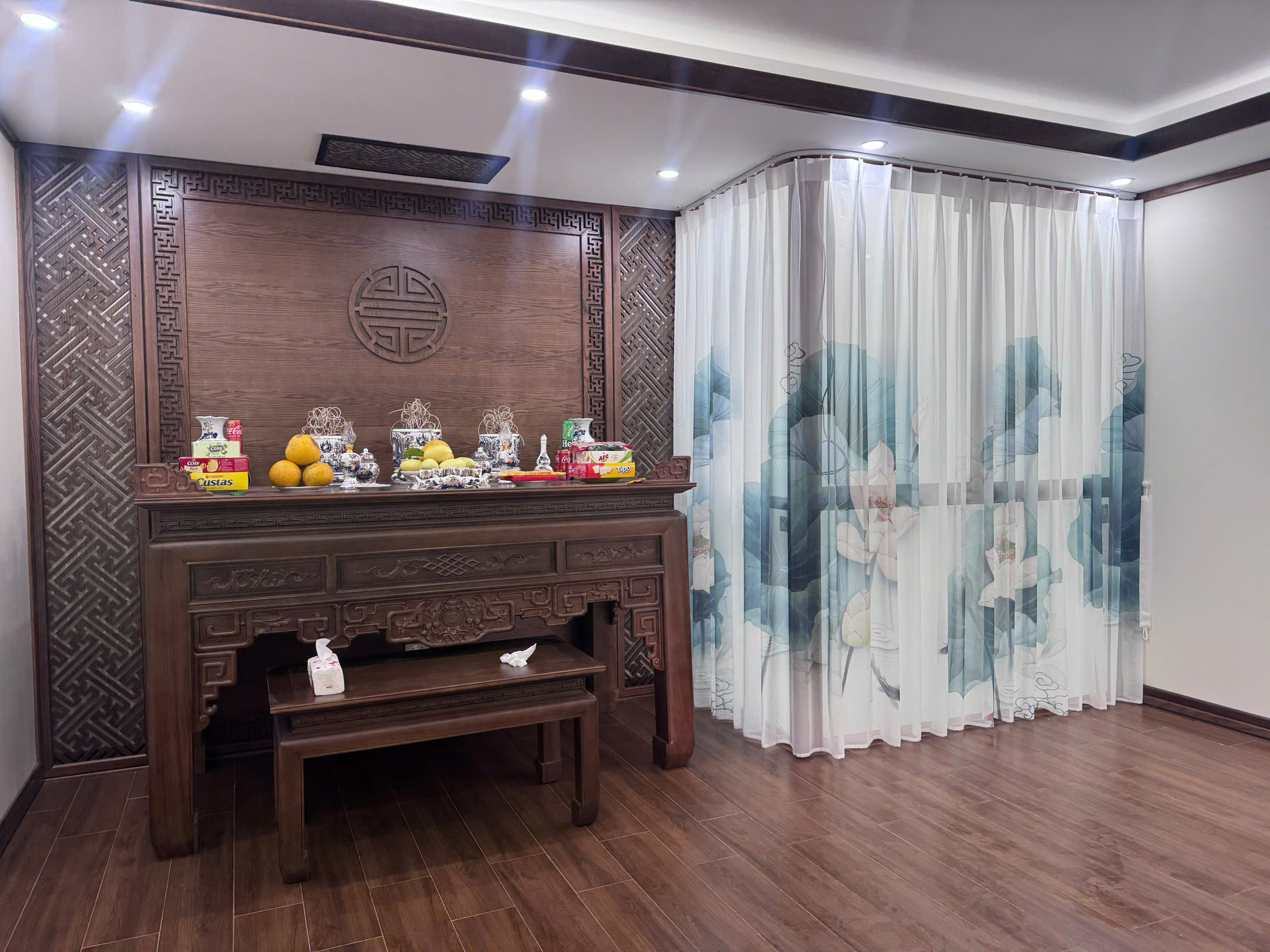 Dự án lắp rèm vải động cơ, vải voan 3D, rèm cầu vồng tại Đền Lừ – Hoàng Mai – Hà Nội